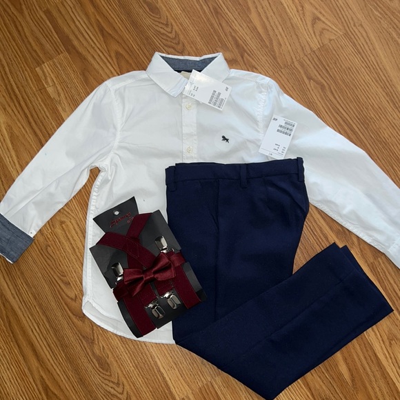 H&M Other - NWT 5/6 Boys slacks, button up, suspenders and bow tie